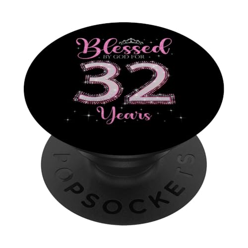 Bendecido por Dios para niños de 32 años 32 cumpleaños 32 cumpleaños PopSockets PopGrip Adhesivo