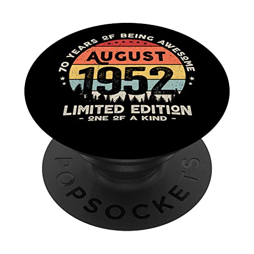 Regalo 70 años Cumpleaños Hombre Mujer - Agosto 1952 PopSockets PopGrip Intercambiable