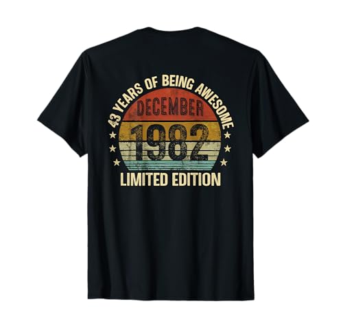 (Back) Cumpleaños de diciembre 1982 Edición Limitada Vintage 43 Camiseta