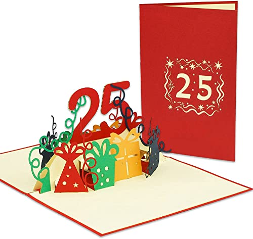 LINPOPUP® Tarjeta de felicitación de cumpleaños 25-3D, 25 años de boda, 25 años, 25 años de...