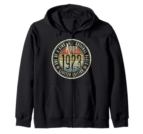100 Años Abril 1923 Edición Limitada 100 Cumpleaños Sudadera con Capucha