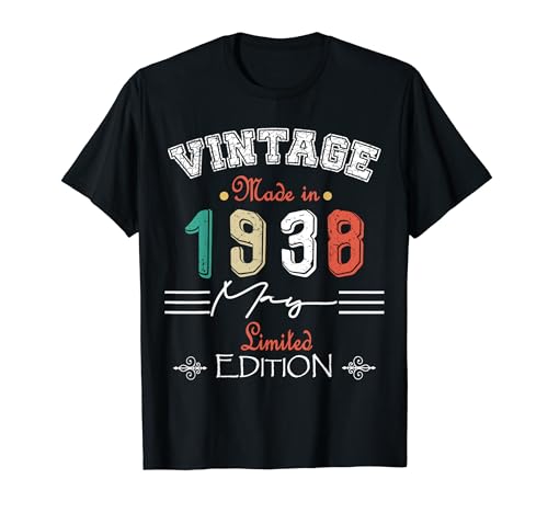 Nacido En Mayo 1938 Vintage Feliz Cumpleaños 86 años Camiseta