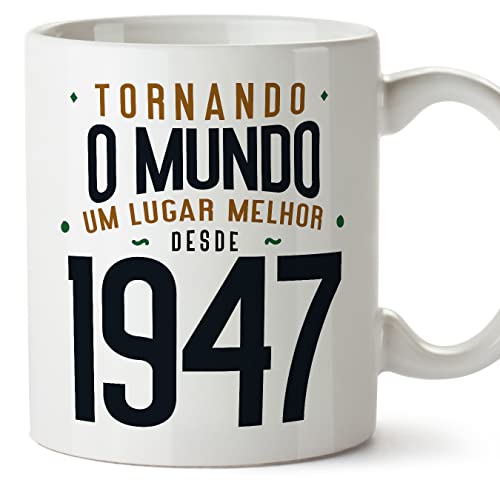 MUGFFINS Tazas 1947 Cumpleaños - En Portugués - Tornando o Mundo um Lugar Melhor - 11 oz / 330 ml...