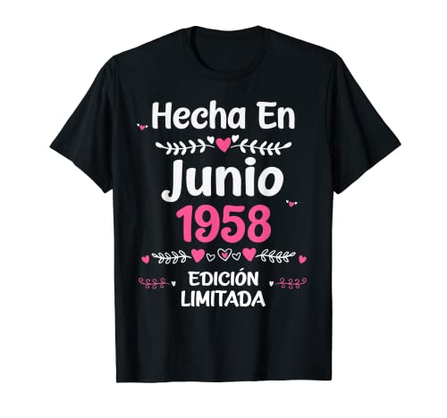 65 Años Regalo de Cumpleaños 1958 Mujer 65 Años Junio Camiseta