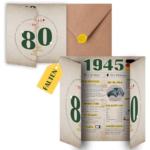 Sugeru Tarjeta de cumpleaños especial 80 con sobre, regalo de año 1945, 80 cumpleaños mujer...