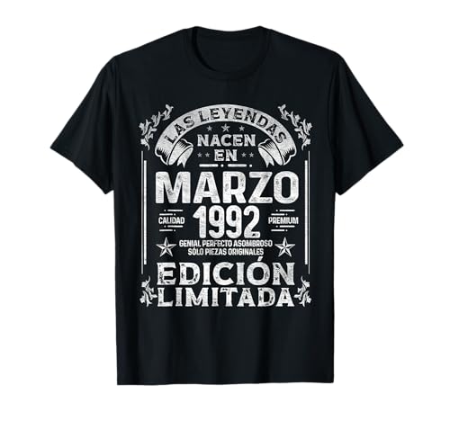 Las Leyendas nacen en Marzo de 1992 - 34 Años Cumpleaños Camiseta
