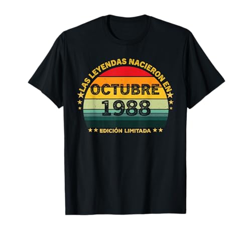 37 Años Cumpleaños Vintage Nacido En Octubre 1988 Camiseta