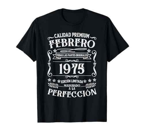 50 cumpleaños Nacido en Febrero de 1975 Vintage 50 años Camiseta