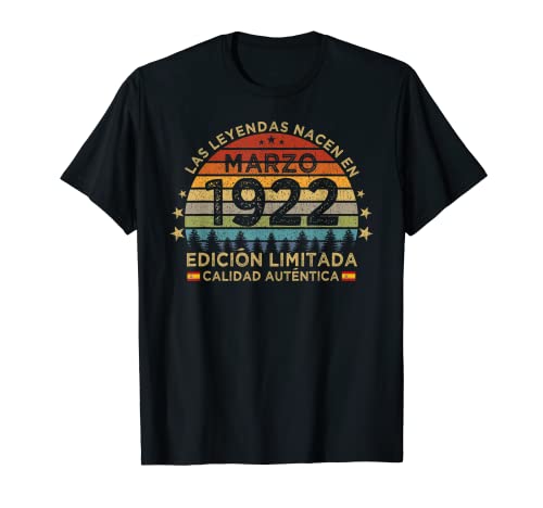 Las Leyendas Nacen En Marzo 1922 Vintage 100 Años Cumpleaños Camiseta