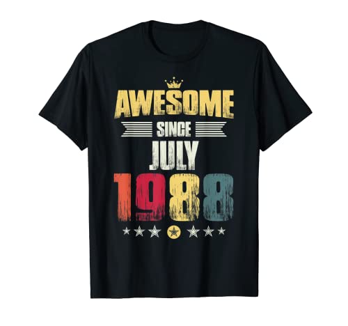 31 cumpleaños fiesta regalo hombres mujeres, impresionante desde julio 1988 Camiseta
