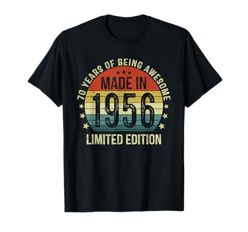 Vintage 1956 70 Años Cumpleaños Hombre Regalo Made In 1956 Camiseta