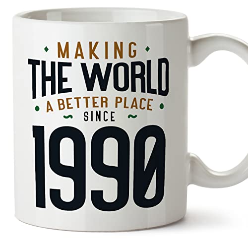 MUGFFINS Tazas 1990 Cumpleaños - En Inglés - Making the World a Better Place - 11 oz / 330 ml -...