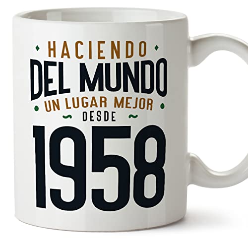 MUGFFINS Tazas 1958 Cumpleaños - En Español - Haciendo del Mundo un Lugar Mejor - 11 oz / 330 ml -...