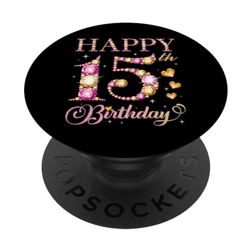 Feliz cumpleaños 15 años 15 años niños niñas Fiesta de cumpleaños PopSockets PopGrip Adhesivo