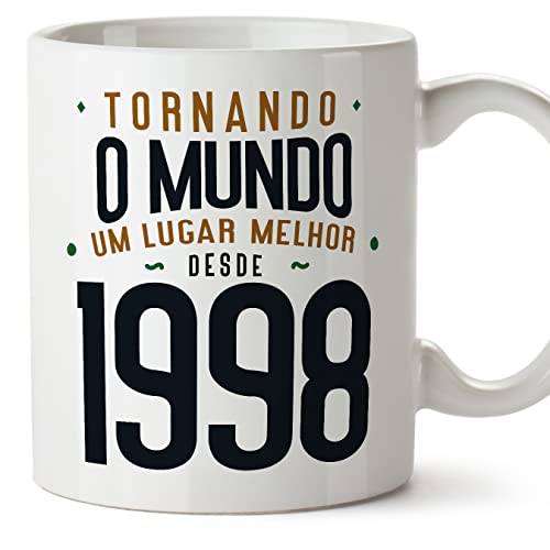 MUGFFINS Tazas 1998 Cumpleaños - En Portugués - Tornando o Mundo um Lugar Melhor - 11 oz / 330 ml...