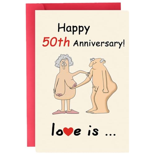 GONZTEL 1 pieza tarjetas de felicitación con sobre y pegatina de sello - Número 50 Cumpleaños...