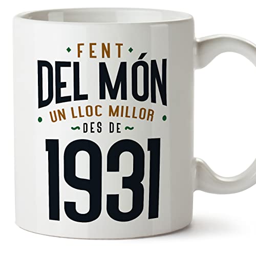 MUGFFINS Tazas 1931 Cumpleaños - En Catalán - Fent del Món un Lloc Millor - 11 oz / 330 ml - Regalo original y divertido