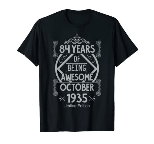 Idea de regalo de cumpleaños de 84 años Octubre 1935 Cumpleaños Camiseta