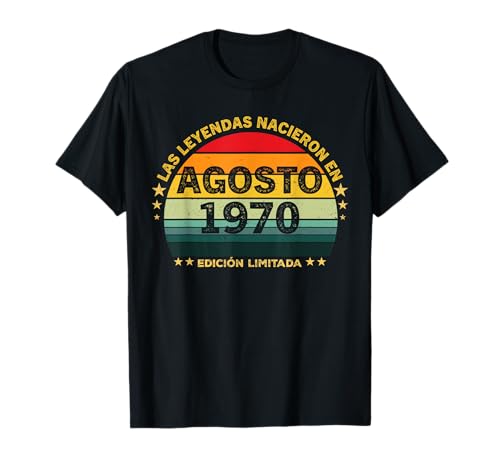 55 Años Cumpleaños Vintage Nacido En Agosto 1970 Camiseta