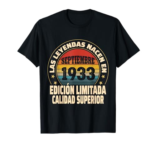 Edición Limitada Septiembre 1933 - Cumpleaños 91 Años Camiseta