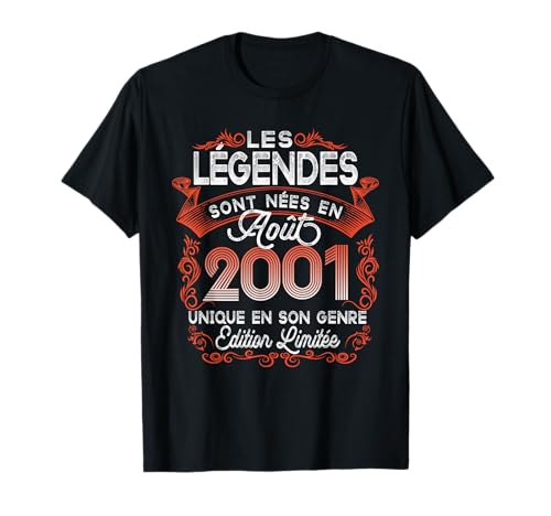 Agosto 2001 21 Cumpleaños nacido en agosto 2001 Leyendas Humor Camiseta