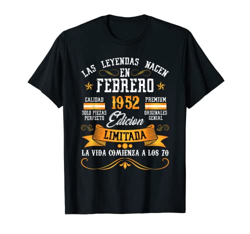 Leyendas Febrero 1952 70 Años Cumpleaños Camiseta