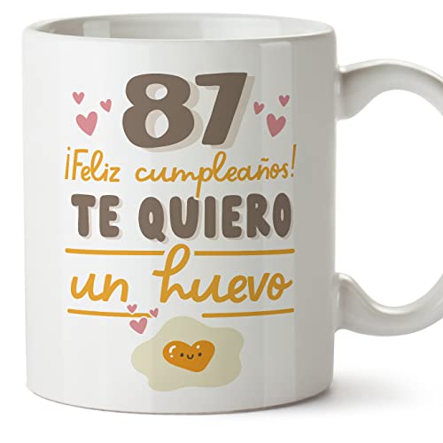 MUGFFINS Tazas 87 Cumpleaños - En Español - Te quiero un Huevo Regalo Amigos Novios Familiares -...