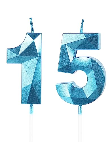 3D Velas de 15 cumpleaños, vela número 15, vela de feliz cumpleaños, velas de pasteles,...