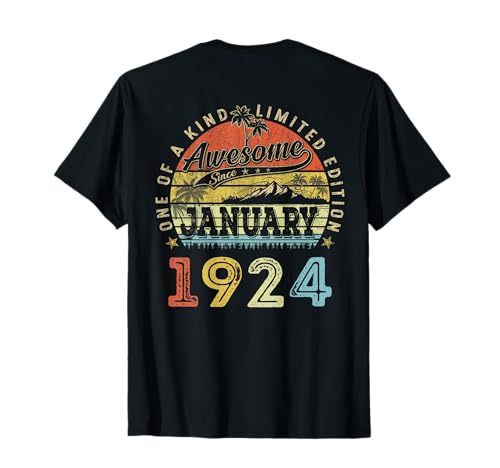 (ON Back) 102 Edición Limitada 1924 enero 102 cumpleaños Camiseta