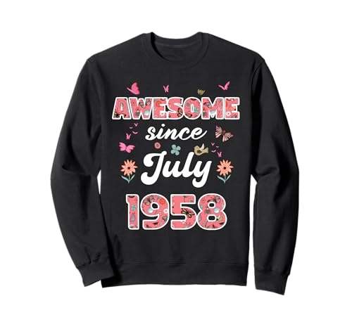 Impresionante Desde Julio 1958 Flores 1958 Julio Cumpleaños Sudadera