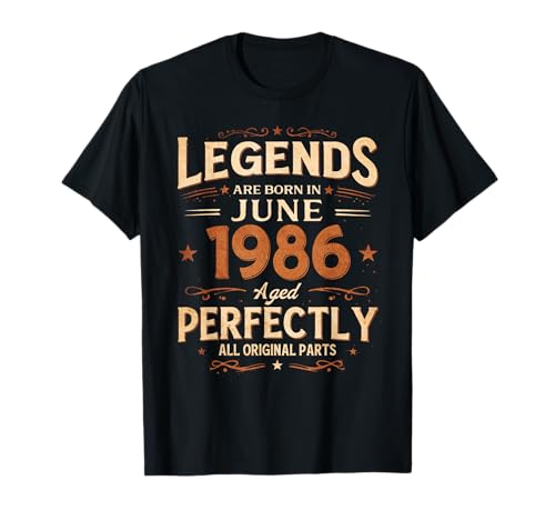 40 cumpleaños Hombre Mujer Regalo Junio 1986 Camiseta