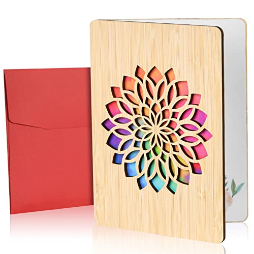 Vicloon tarjeta de regalo de felicitacion de Madera con Flor, Hecha a Mano, con Sobres, para...
