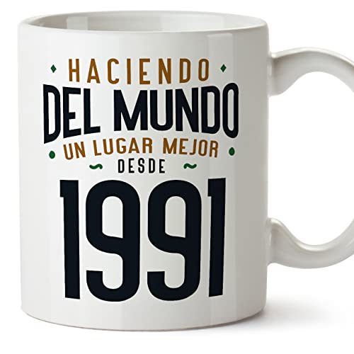 MUGFFINS Tazas 1991 Cumpleaños - En Español - Haciendo del Mundo un Lugar Mejor - 11 oz / 330 ml -...