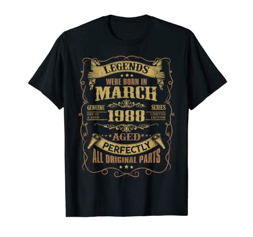 Las leyendas del cumpleaños número 34 nacieron en marzo de 1988 Camiseta
