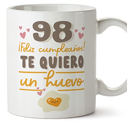 MUGFFINS Tazas 98 Cumpleaños - En Español - Te quiero un Huevo Regalo Amigos Novios Familiares -...