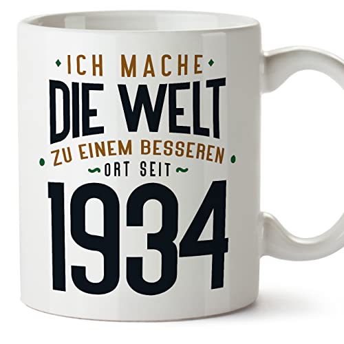 MUGFFINS Tazas 1934 Cumpleaños - En Alemán - Ich Mache Die Welt zu Einem Besseren - 11 oz / 330 ml...
