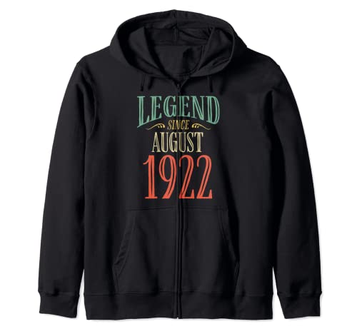 Leyenda desde agosto 1922 Diseño de cumpleaños Sudadera con Capucha