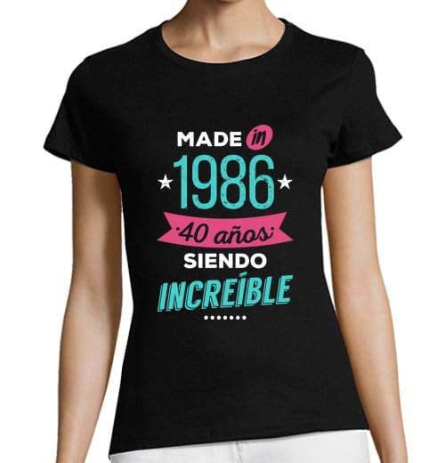 latostadora Camisetas Regalo 40 Cumpleaños Mujer - Camiseta 40 Años Mujer - Camiseta 1986