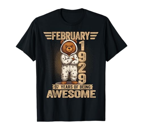 97 años Febrero 1929 Oso de Peluche 97 cumpleaños Mujer Camiseta