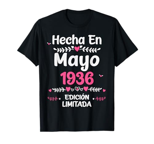 89 Cumpleaños Mujer 89 años Hecha En 1936 Mayo Camiseta