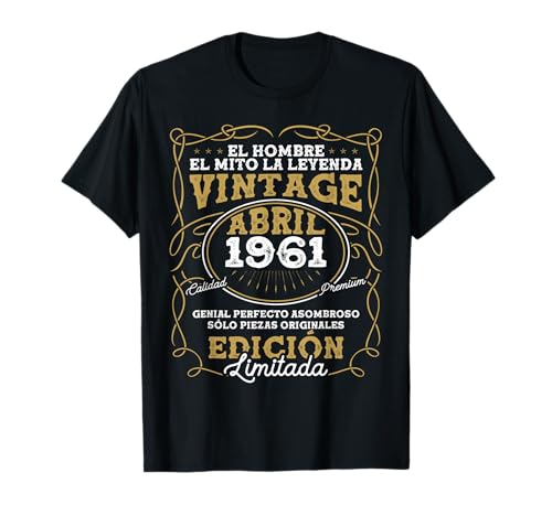 Abril 1961 Vintage - 64 Años Regalo Cumpleaños Hombre Camiseta