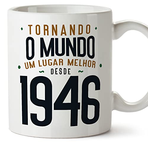 MUGFFINS Tazas 1946 Cumpleaños - En Portugués - Tornando o Mundo um Lugar Melhor - 11 oz / 330 ml...