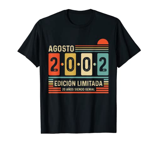 20 Años Agosto 2002 Leyenda Regalo 20 Cumpleaños Camiseta