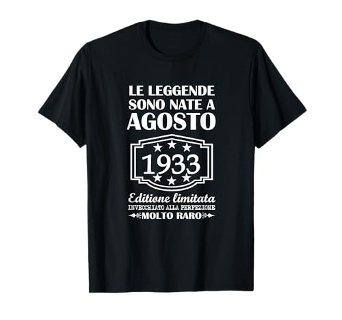 Las Leyendas nacieron en agosto 1933 88 cumpleaños 88 años Camiseta