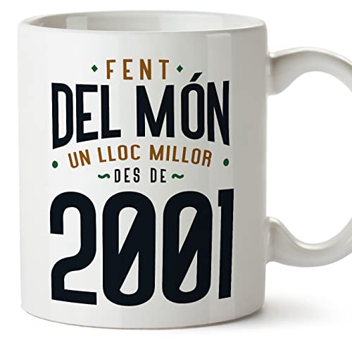 MUGFFINS Tazas 2001 Cumpleaños - En Catalán - Fent del Món un Lloc Millor - 11 oz / 330 ml -...