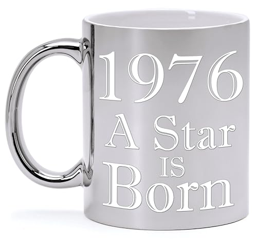 Taza de Cerámica Plateada Metalizada para Cumpleaños de 50 años – A STAR IS BORN