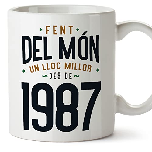MUGFFINS Tazas 1987 Cumpleaños - En Catalán - Fent del Món un Lloc Millor - 11 oz / 330 ml -...