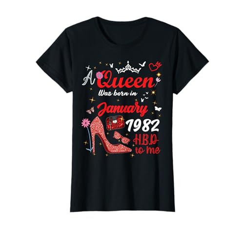 Enero 1982 Cumpleaños Esta Reina Nació En Enero 1982 Camiseta