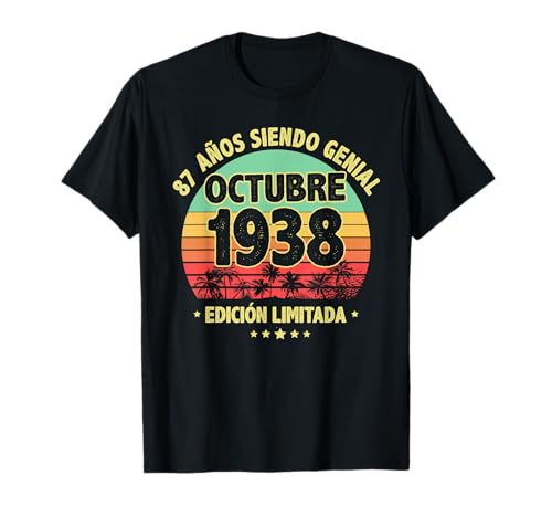 Octubre 1938 87 Años Hombre Cumpleaños Regalo Octubre 1938 Camiseta
