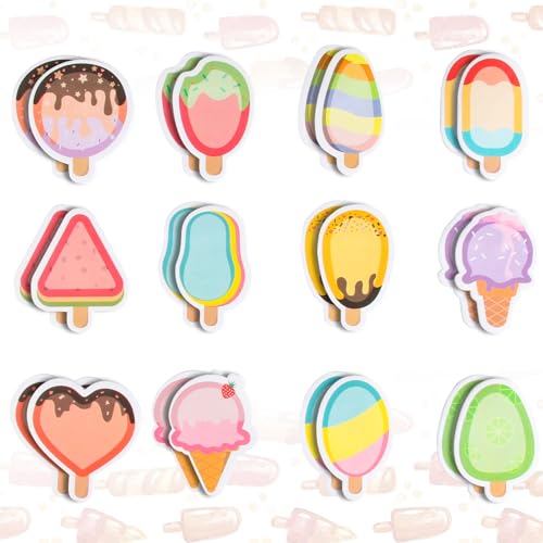 Paquete de 24 Notas Adhesivas para Niños, 720 Hojas Blocs de Notas Autoadhesivos de Helado Lindas...
